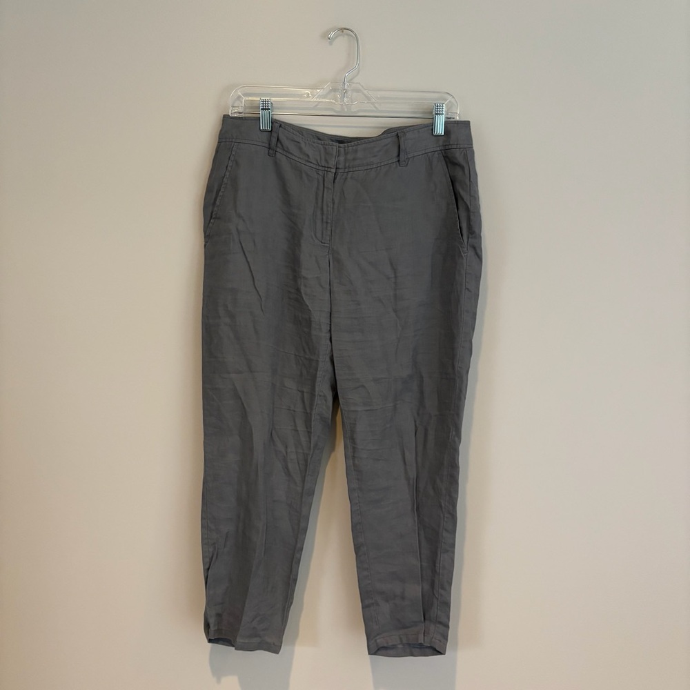 Eileen Fisher Women's 100% Organic Gray Linen Cropped Pants Size 6